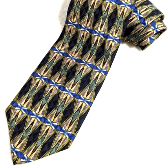 Vintage Men's Cambridge Classic 100% Silk Tie Geometric Motif - Picture 9 of 13